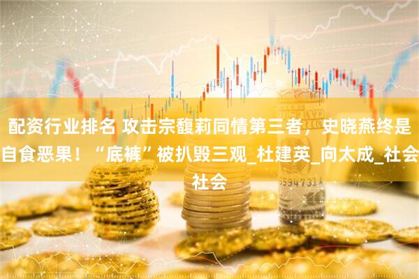 配资行业排名 攻击宗馥莉同情第三者，史晓燕终是自食恶果！“底裤”被扒毁三观_杜建英_向太成_社会